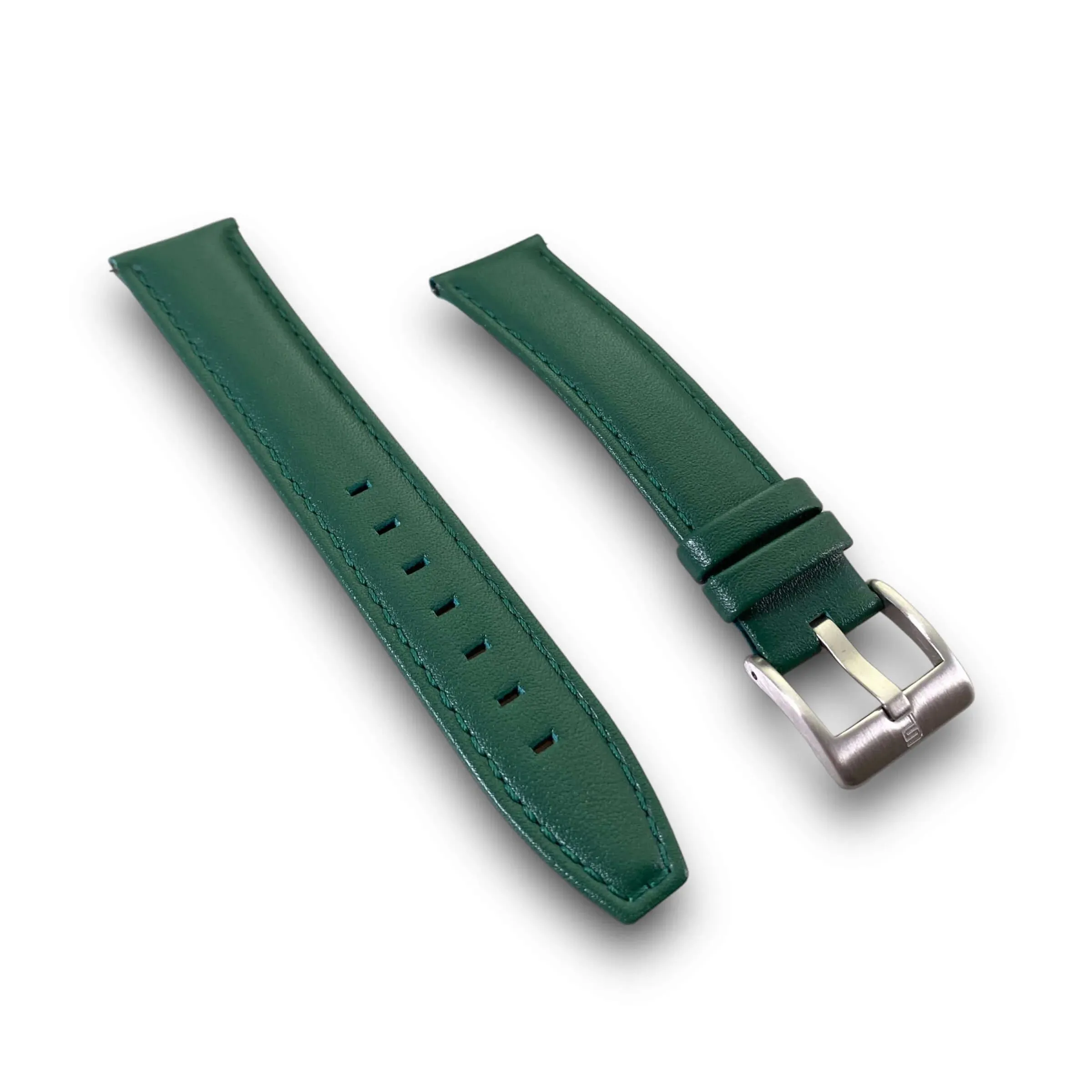 PUNCH Mens Watch, Black & Silver Skeleton Automatic Watch - Green Leather Strap