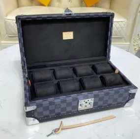 Replica Louis Vuitton Damier Graphite canvas 8 WATCH CASE BOX M47641 blue