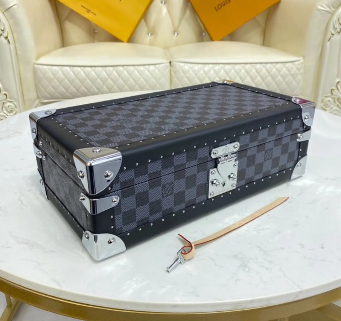 Replica Louis Vuitton Damier Graphite canvas 8 WATCH CASE BOX M47641 blue