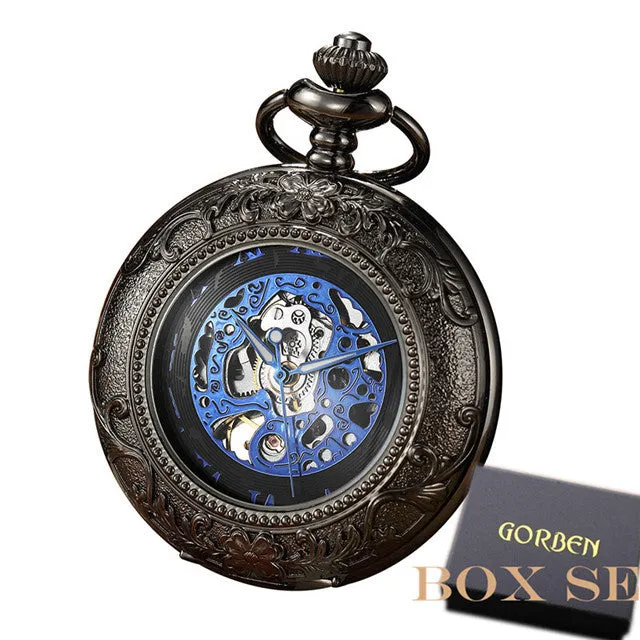 Retro Golden Steel Hollow Exquisite Sculpture Mechanical Pocket FOB Watch