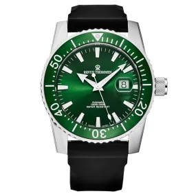 Revue Thommen Men's 17030.2534 'Diver' Green Dial Rubber Strap Swiss Automatic Watch
