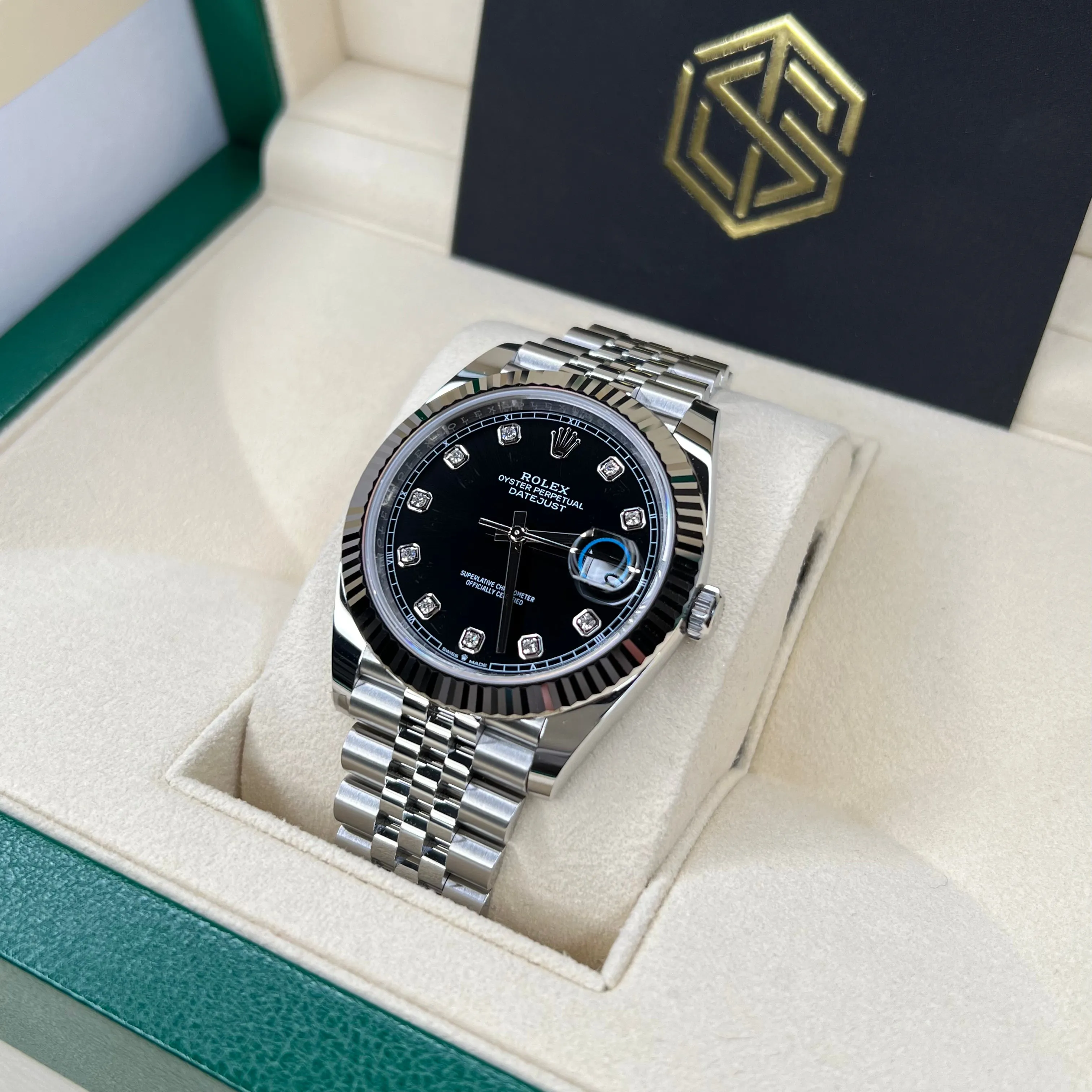 Rolex 126334 Datejust 41 Black Diamond Dial 2023 Full Set Watch