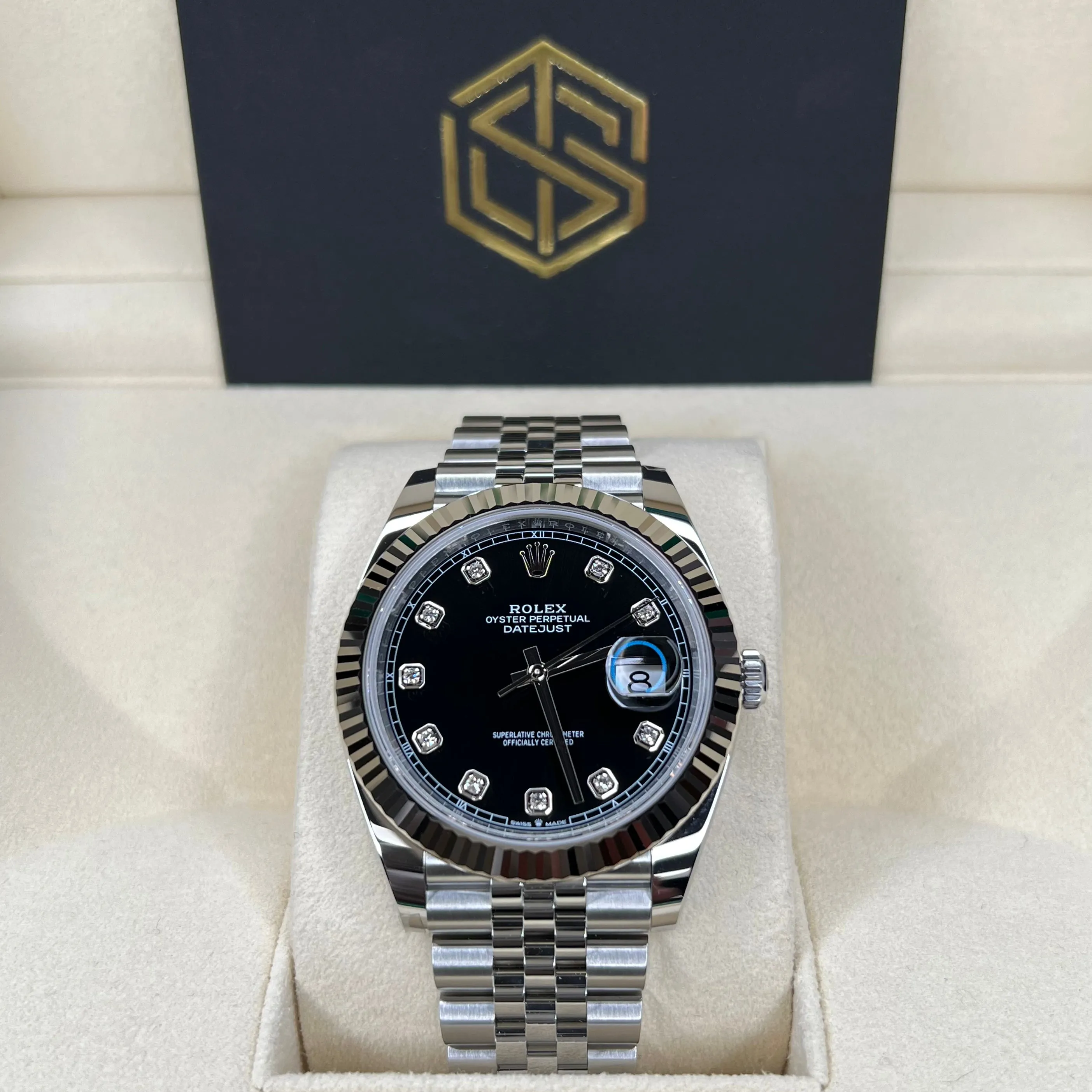 Rolex 126334 Datejust 41 Black Diamond Dial 2023 Full Set Watch