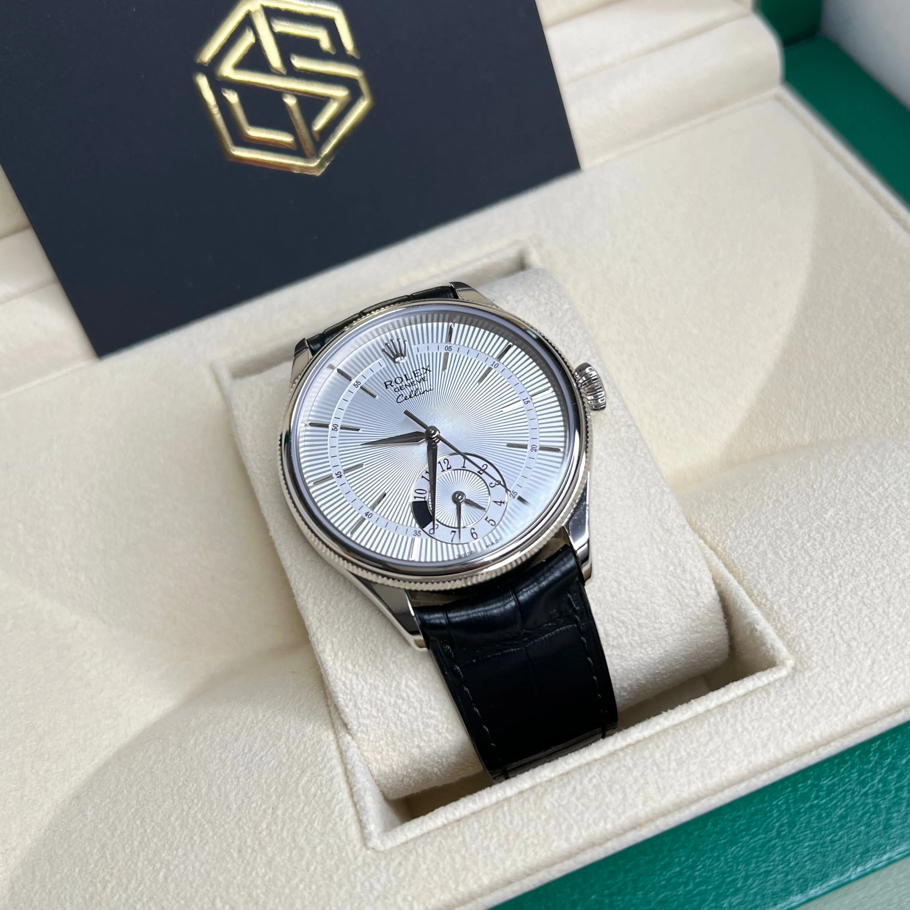 Rolex 50529 Cellini Dual Time 18K White Gold 2022 Full Set Watch