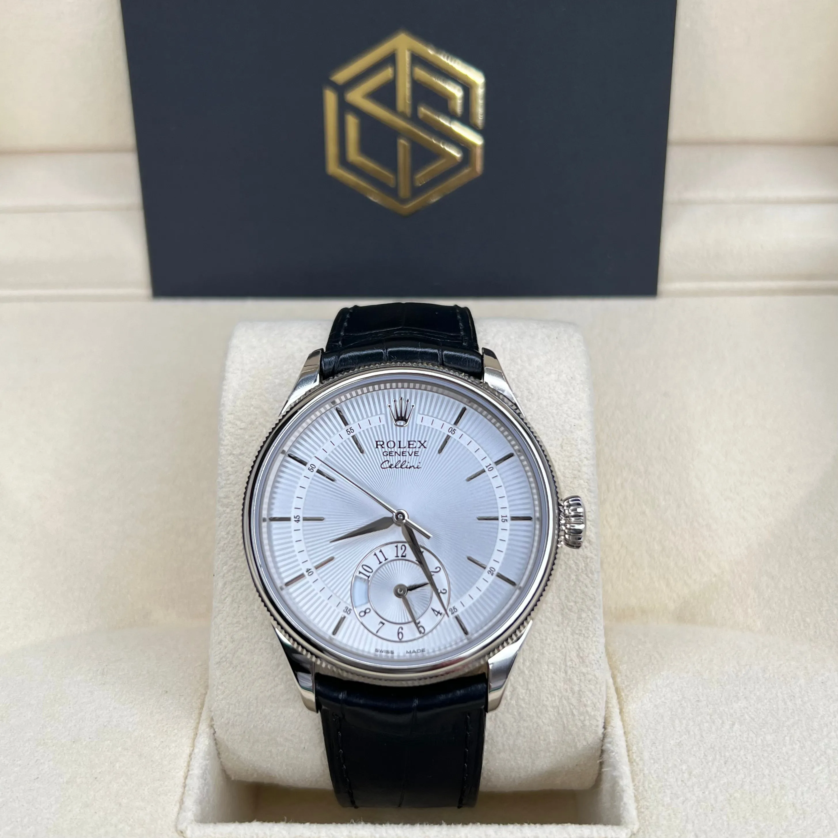 Rolex 50529 Cellini Dual Time 18K White Gold 2022 Full Set Watch