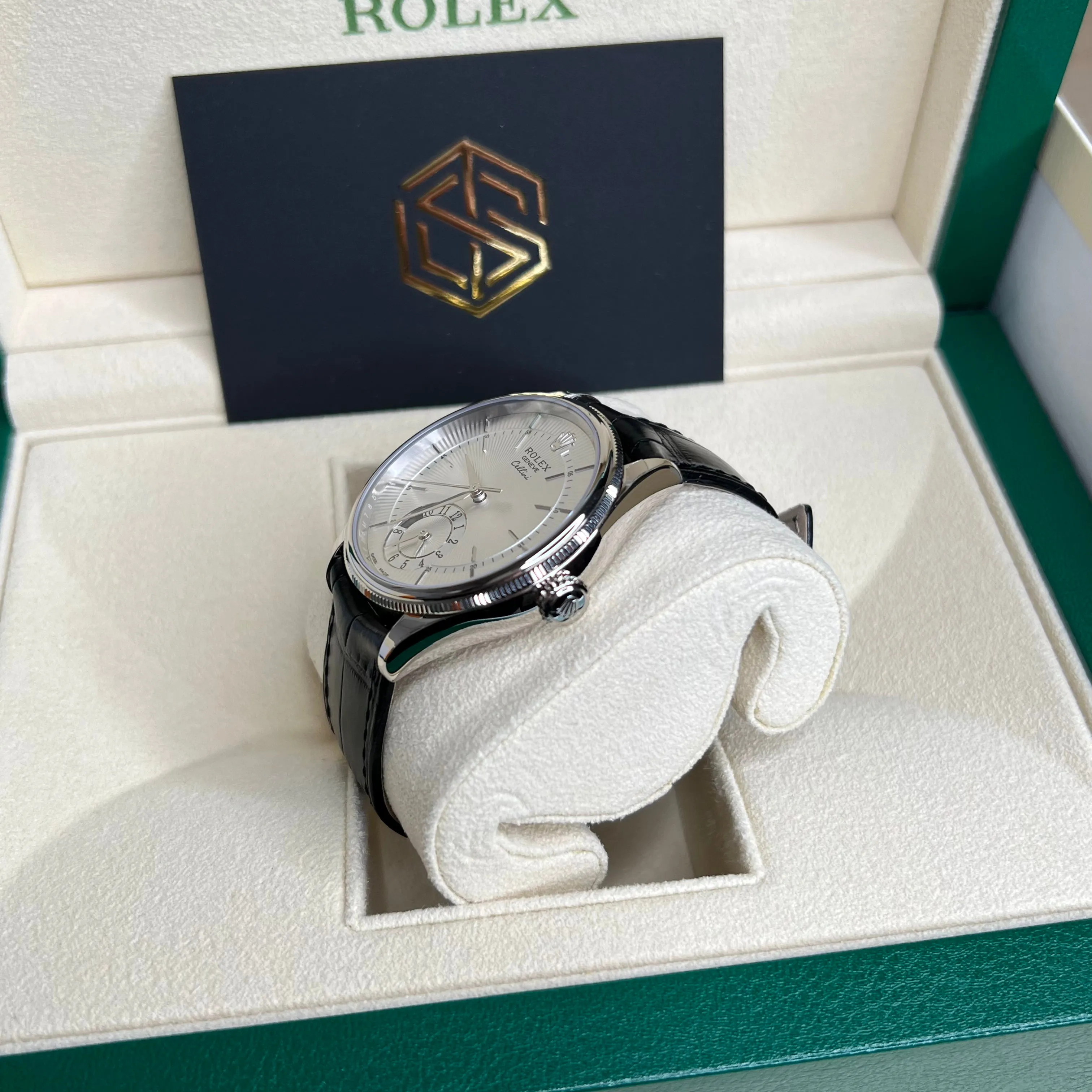 Rolex 50529 Cellini Dual Time 18K White Gold 2022 Full Set Watch