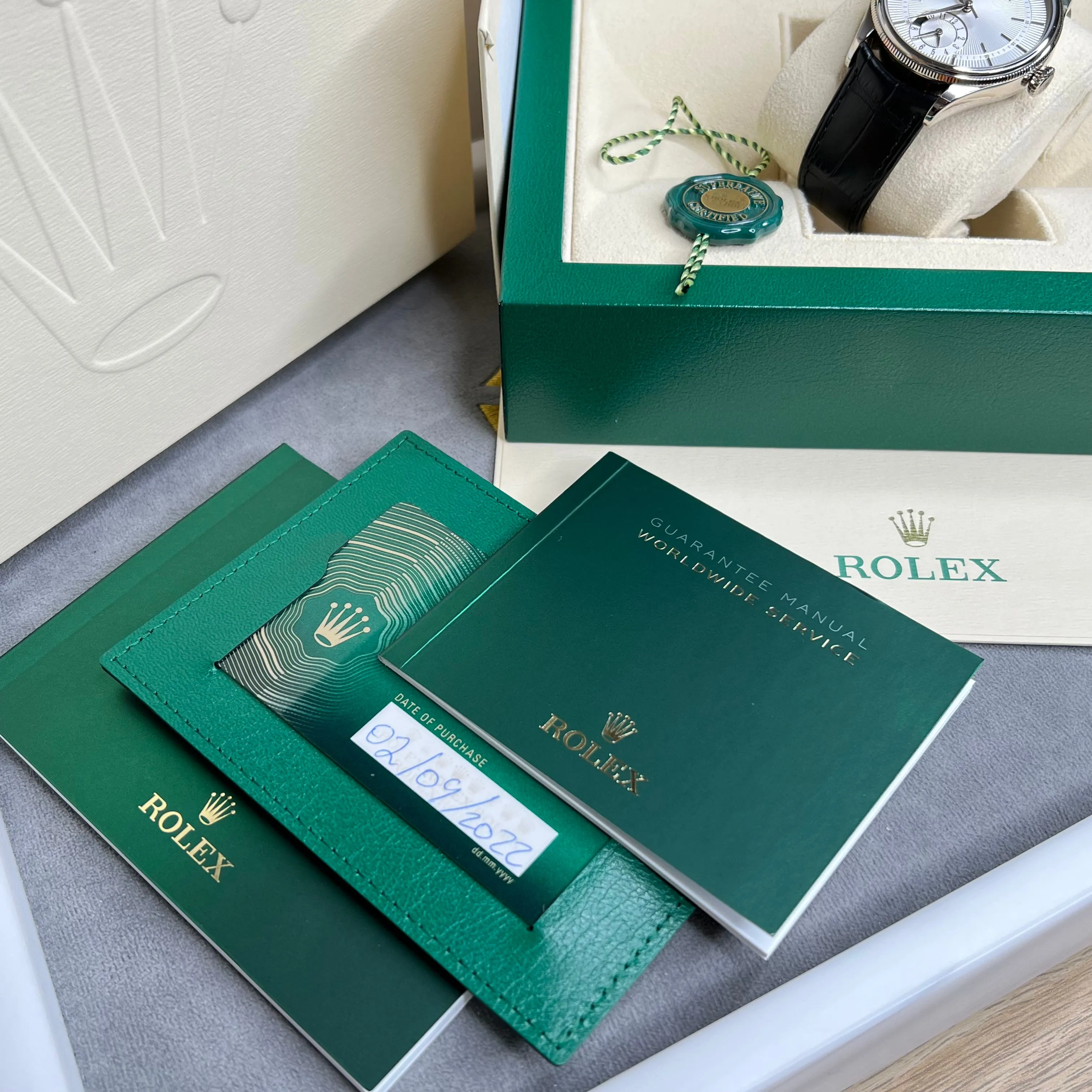 Rolex 50529 Cellini Dual Time 18K White Gold 2022 Full Set Watch