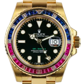 Rolex GMT-Master II Yellow Gold Sapphires and Rubies 116748 SARU