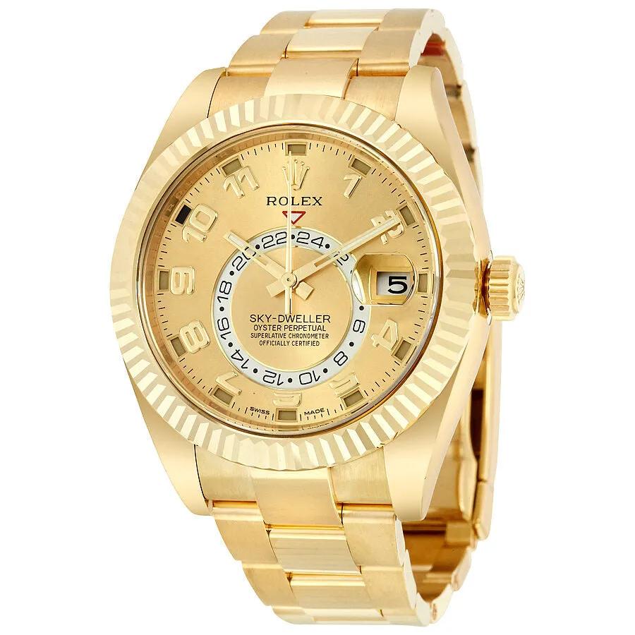 Rolex Sky Dweller Champagne Dial 18K Yellow Gold Oyster Bracelet Automatic Men's Watch 326938CAO