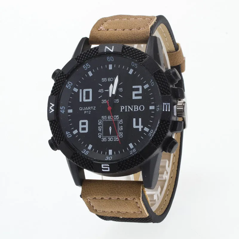 Round Dial Scale Digital Canvas Leather Fashion Watch