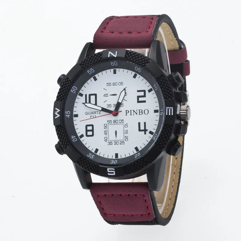Round Dial Scale Digital Canvas Leather Fashion Watch