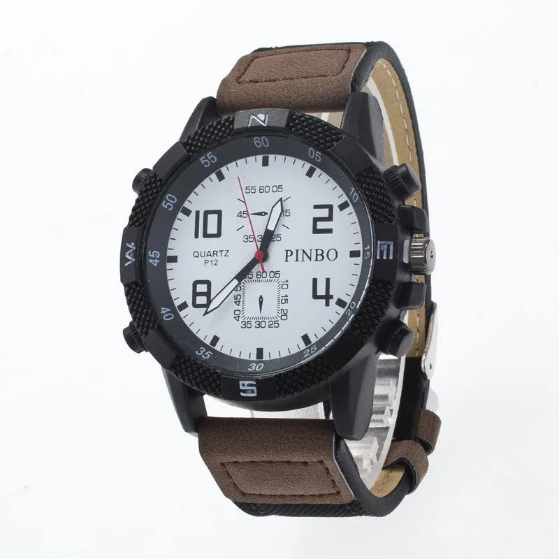 Round Dial Scale Digital Canvas Leather Fashion Watch