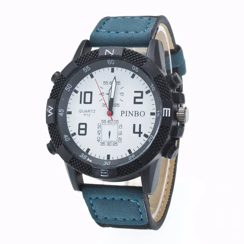 Round Dial Scale Digital Canvas Leather Fashion Watch