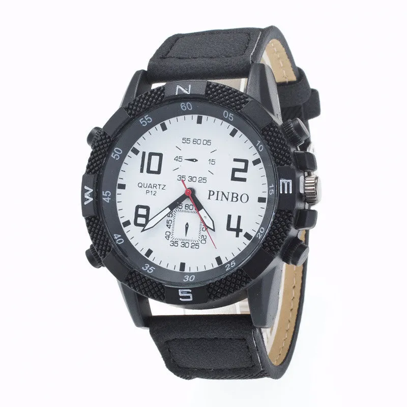 Round Dial Scale Digital Canvas Leather Fashion Watch