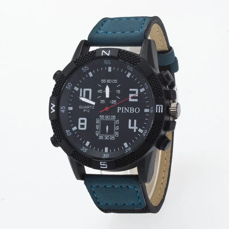Round Dial Scale Digital Canvas Leather Fashion Watch