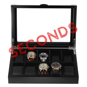 Seconds - Black Wooden Watch Box for 10 Watches (b)
