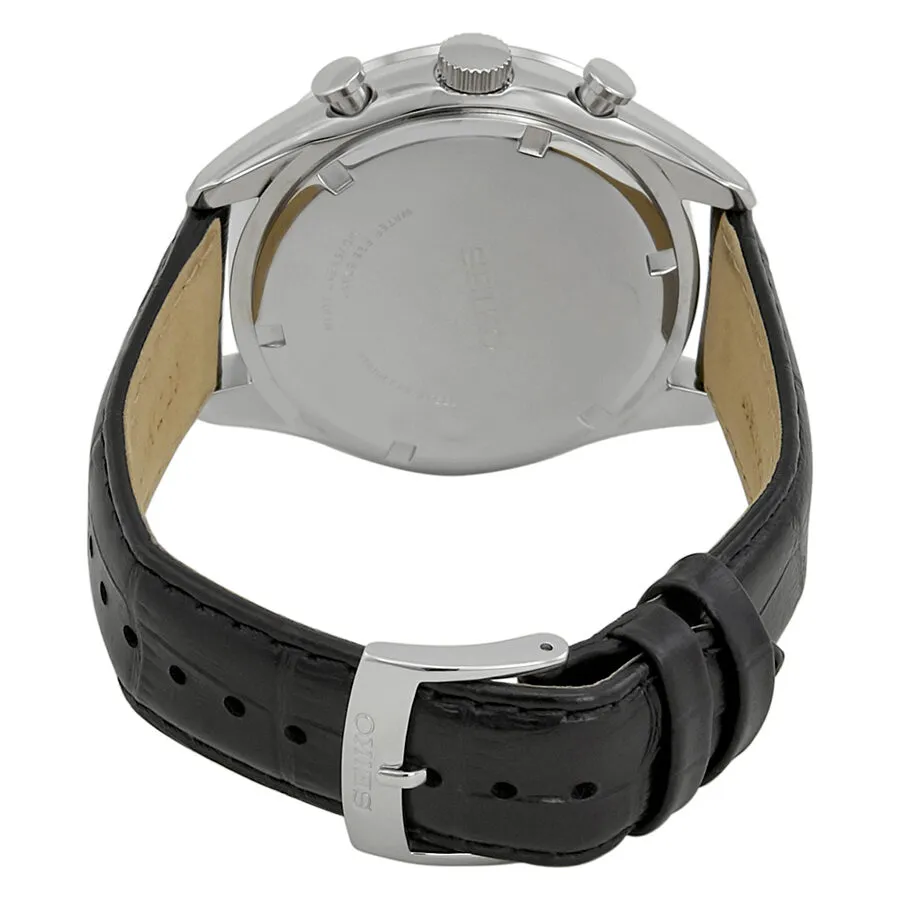 Seiko Chronograph Black Dial Black Leather Men's Watch SSB231P1