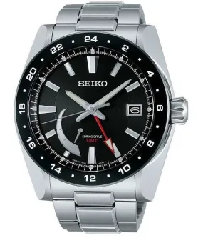 Seiko Spring Drive Black Dial Stainless Steel Men's Watch SNR019