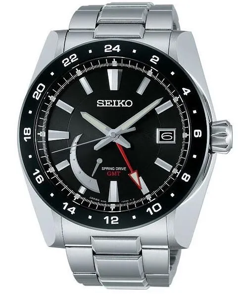 Seiko Spring Drive Black Dial Stainless Steel Men's Watch SNR019