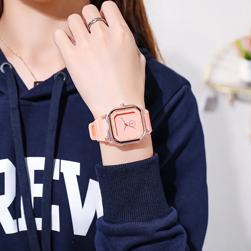 Sidiou Group Wholesale Watch Factory Jelly Colored Silicone Square Watch For Men Women Couple Students Teenagers Gift Fashion Quartz Watches