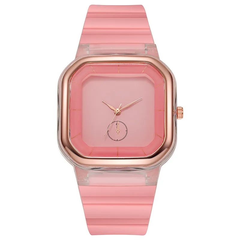 Sidiou Group Wholesale Watch Factory Jelly Colored Silicone Square Watch For Men Women Couple Students Teenagers Gift Fashion Quartz Watches