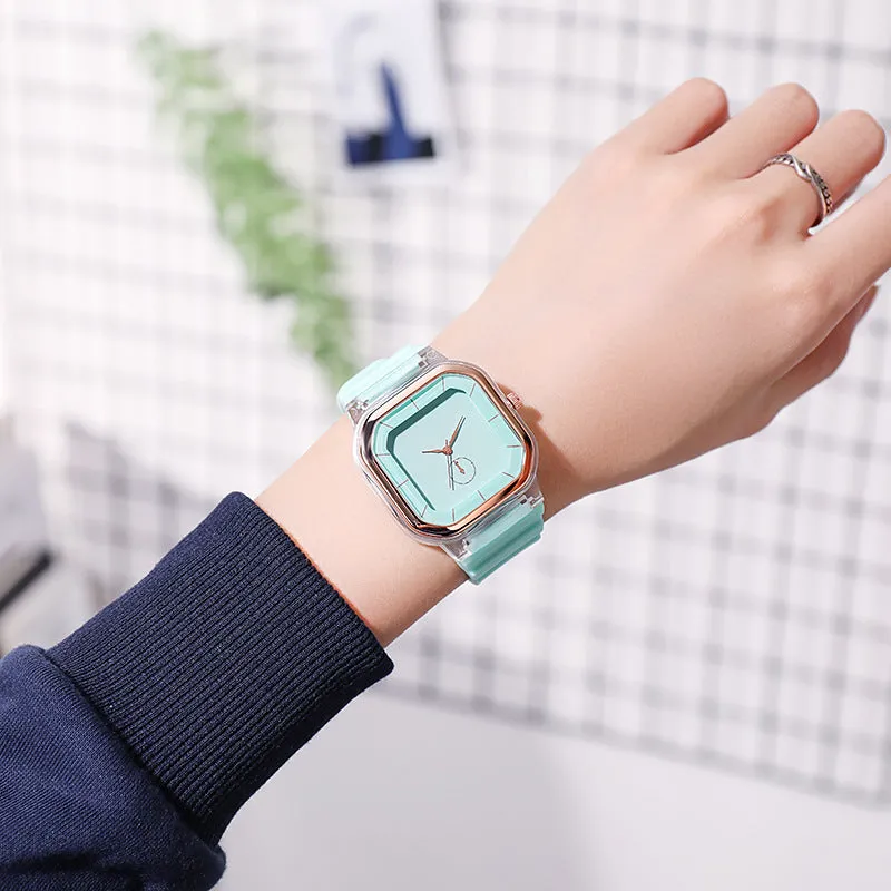 Sidiou Group Wholesale Watch Factory Jelly Colored Silicone Square Watch For Men Women Couple Students Teenagers Gift Fashion Quartz Watches