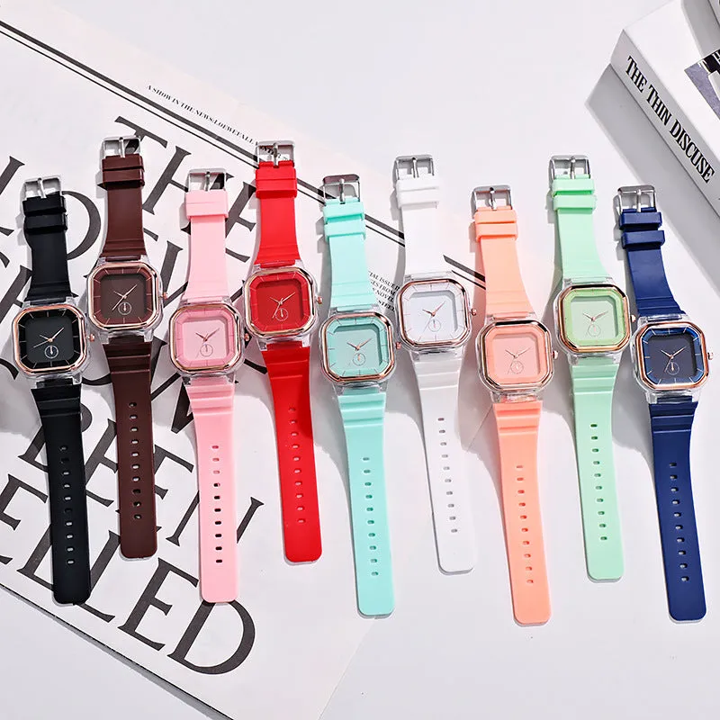 Sidiou Group Wholesale Watch Factory Jelly Colored Silicone Square Watch For Men Women Couple Students Teenagers Gift Fashion Quartz Watches