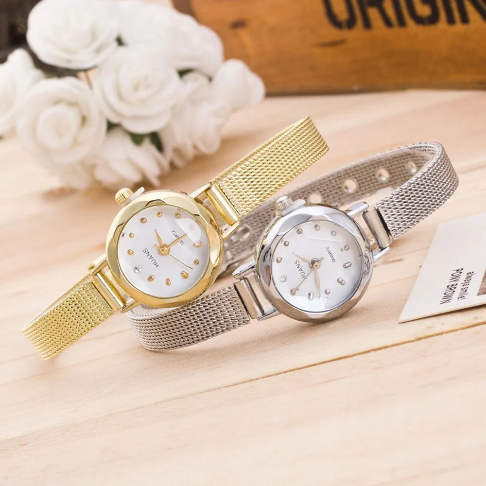 Small Round Dial Women Mesh Stainless Steel Band Quartz Watch Famous Luxury Top Brand
