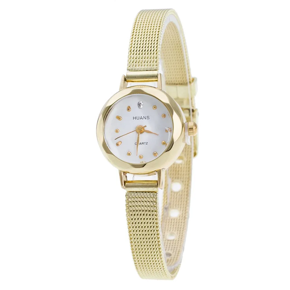 Small Round Dial Women Mesh Stainless Steel Band Quartz Watch Famous Luxury Top Brand