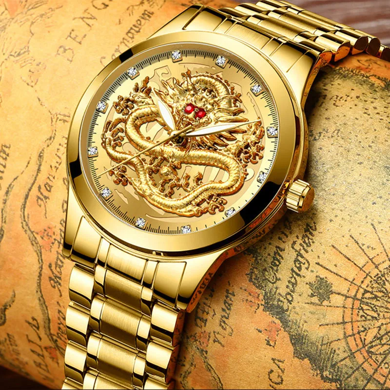 The Golden Dragon Luxury Embossed Men's Watch