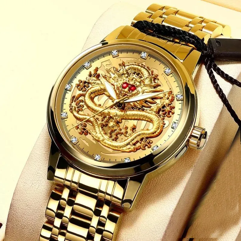 The Golden Dragon Luxury Embossed Men's Watch