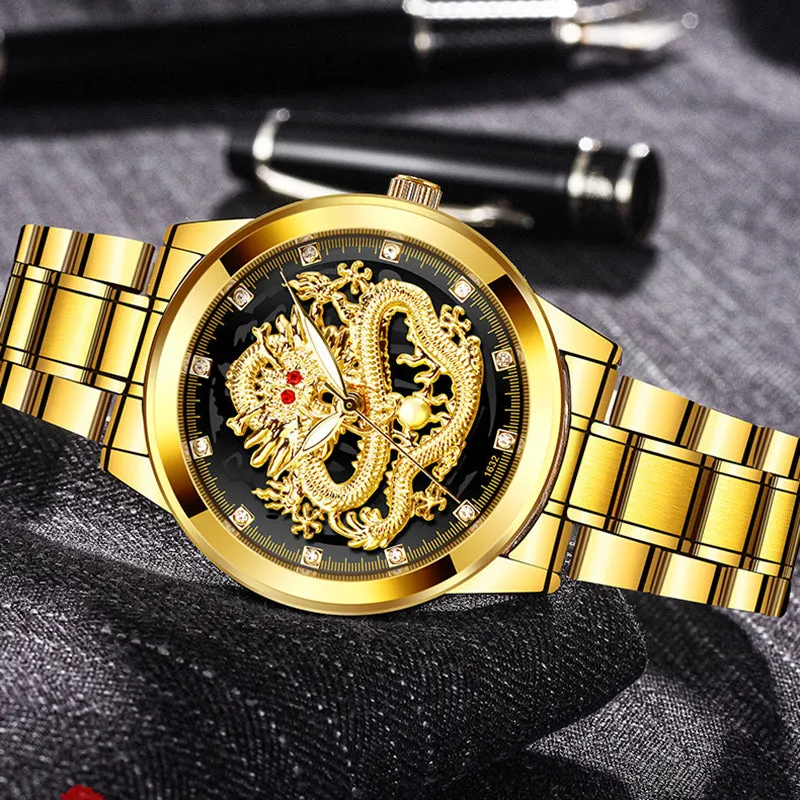 The Golden Dragon Luxury Embossed Men's Watch