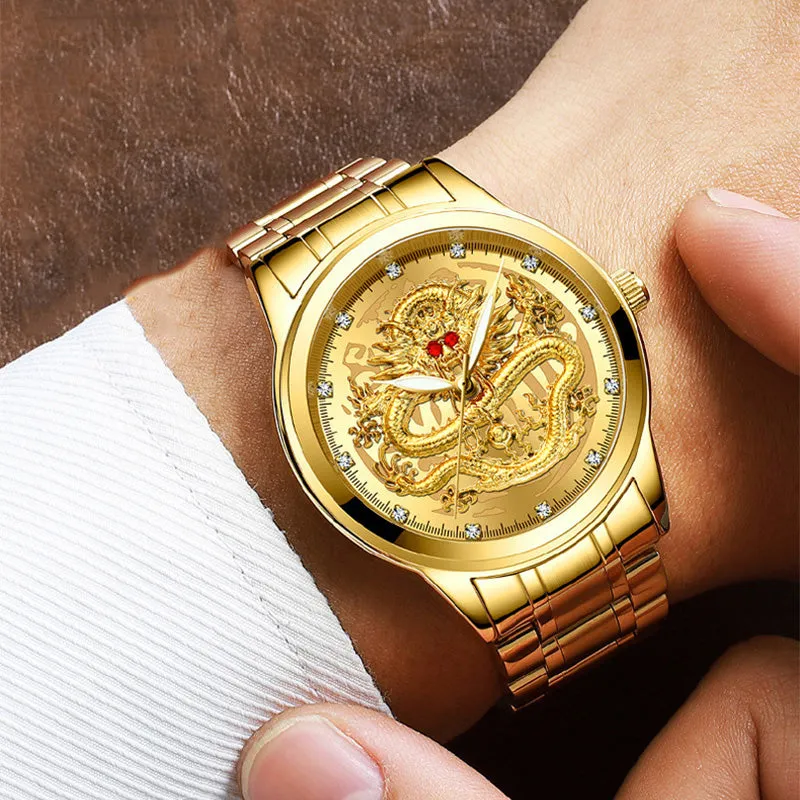 The Golden Dragon Luxury Embossed Men's Watch