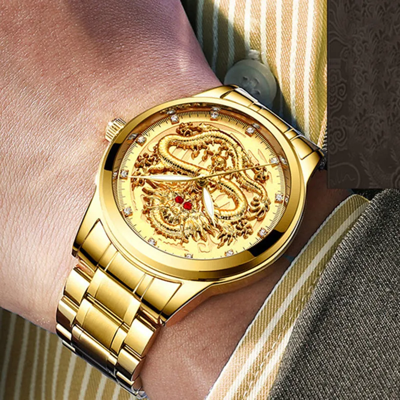 The Golden Dragon Luxury Embossed Men's Watch
