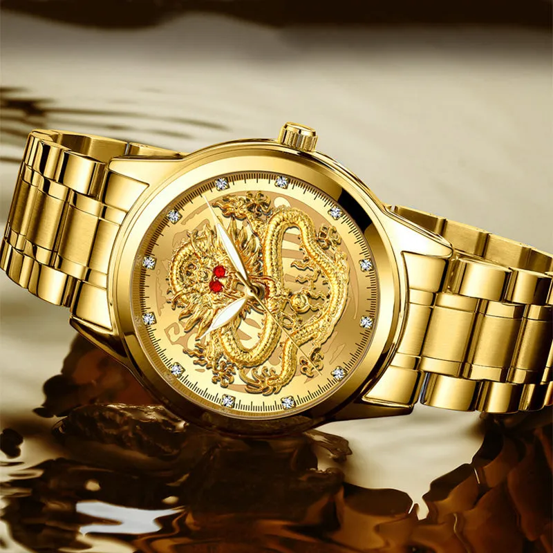 The Golden Dragon Luxury Embossed Men's Watch