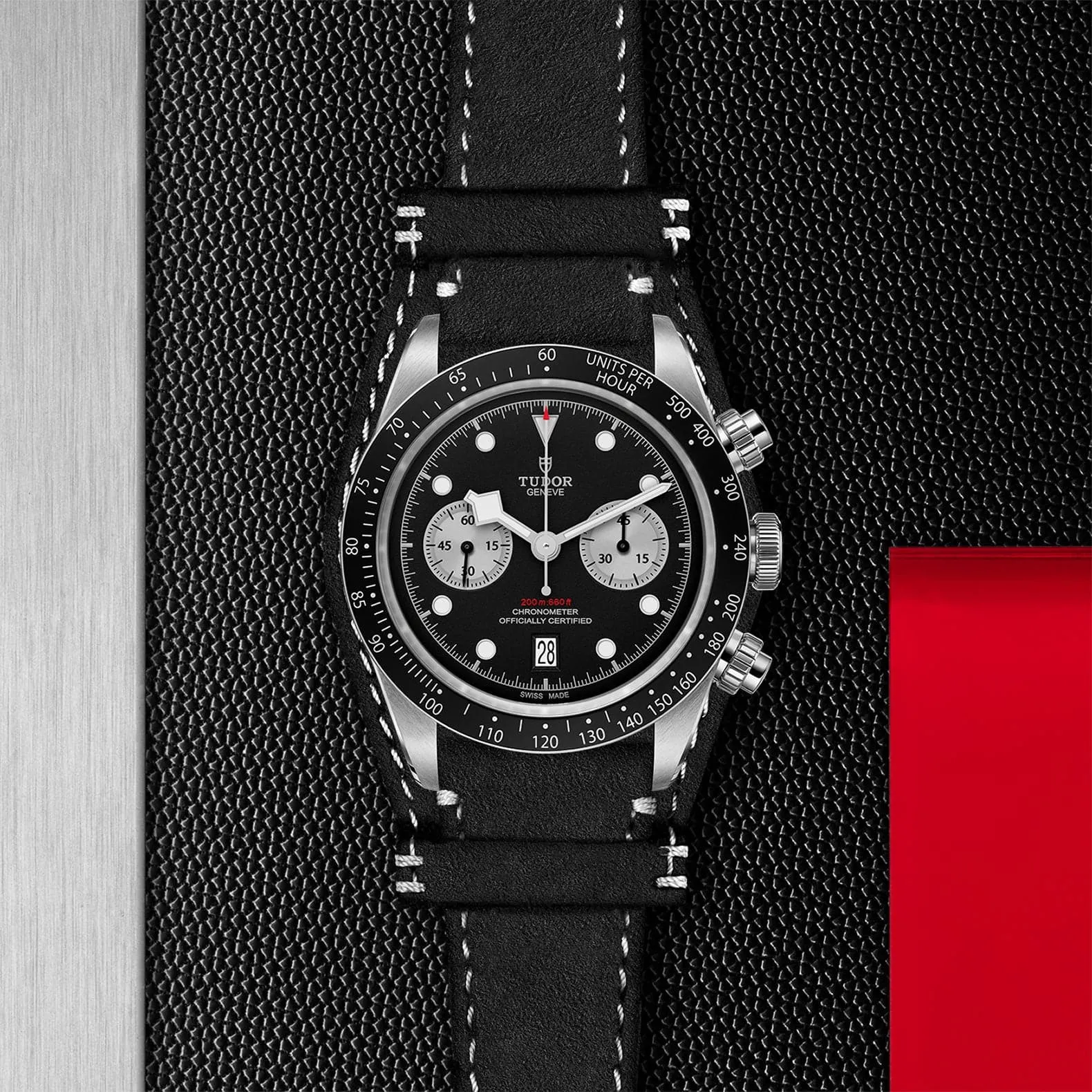 TUDOR Black Bay Chrono Black Dial Black Leather Strap 41mm - M79360N-0005