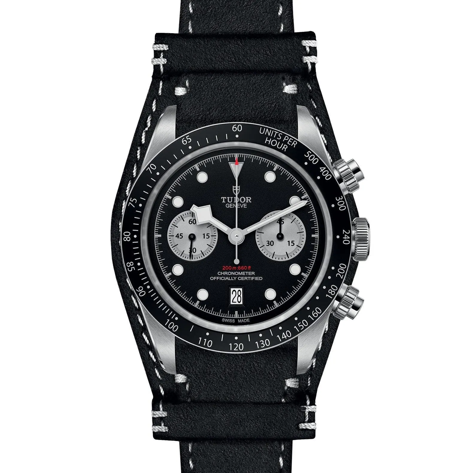 TUDOR Black Bay Chrono Black Dial Black Leather Strap 41mm - M79360N-0005