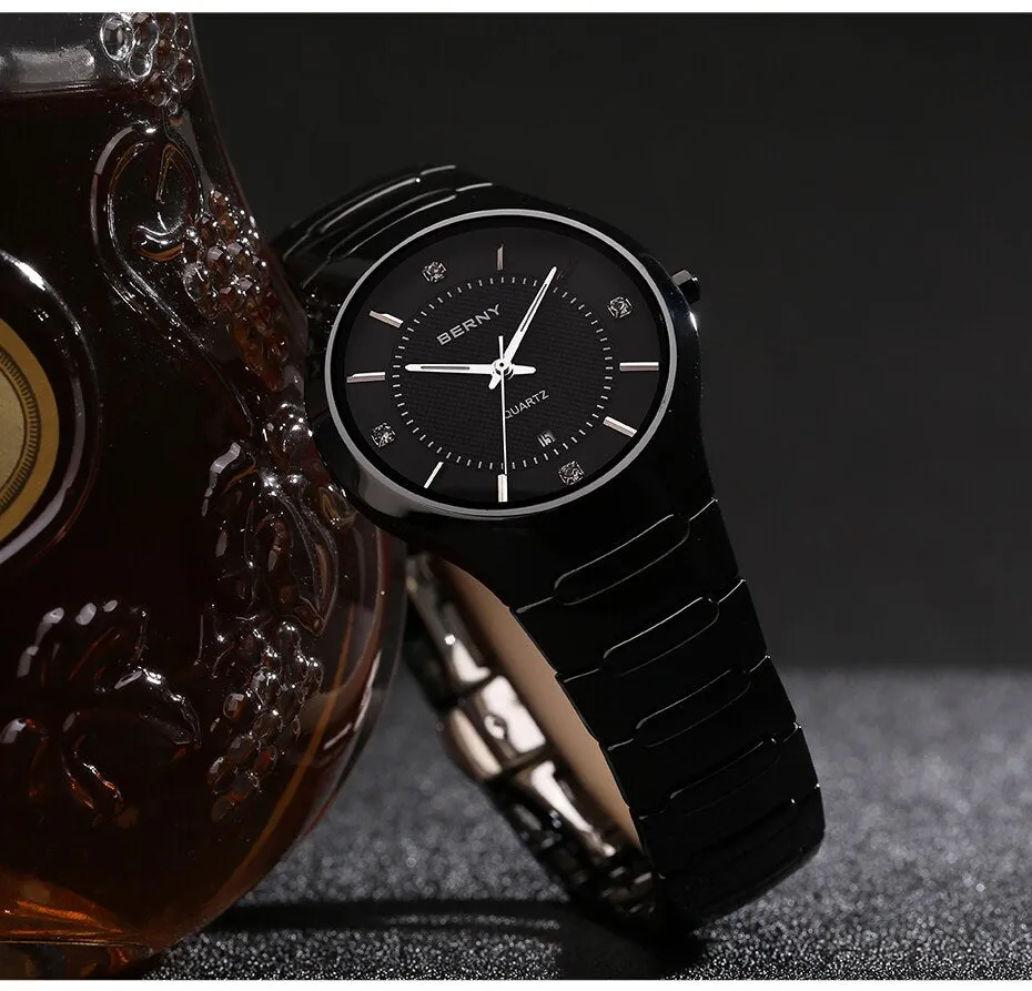 Unisex Sapphire Quartz Movement Waterproof Real Ceramic Band Watch