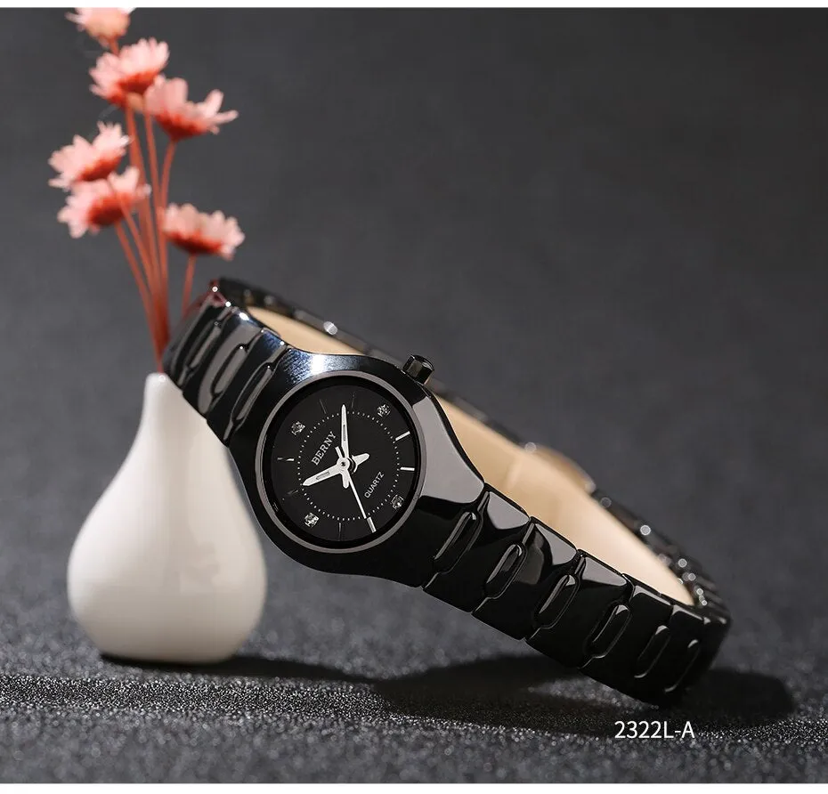 Unisex Sapphire Quartz Movement Waterproof Real Ceramic Band Watch