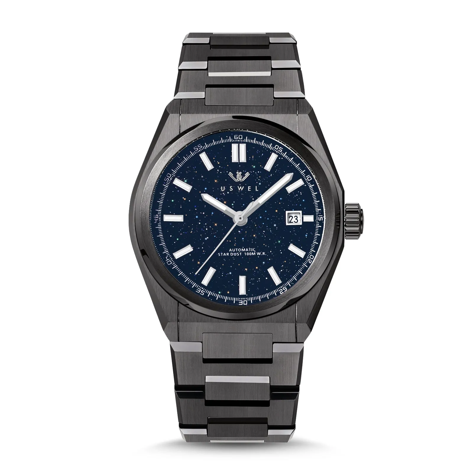 USWEL Aventurine Blue All Steel Automatic Watch for Men 2 Years Warranty-42MM-U007