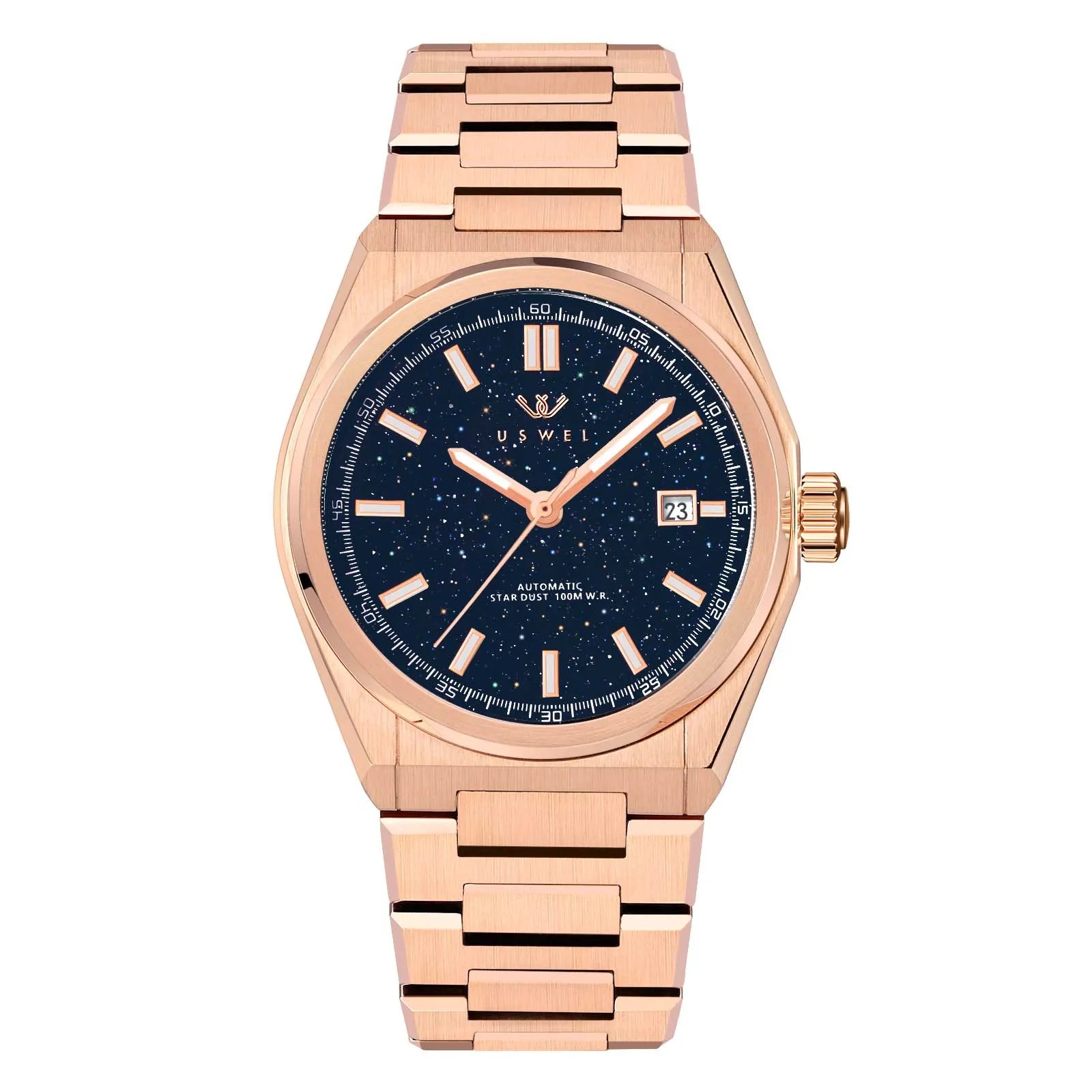 USWEL Aventurine Blue All Steel Automatic Watch for Men 2 Years Warranty-42MM-U007