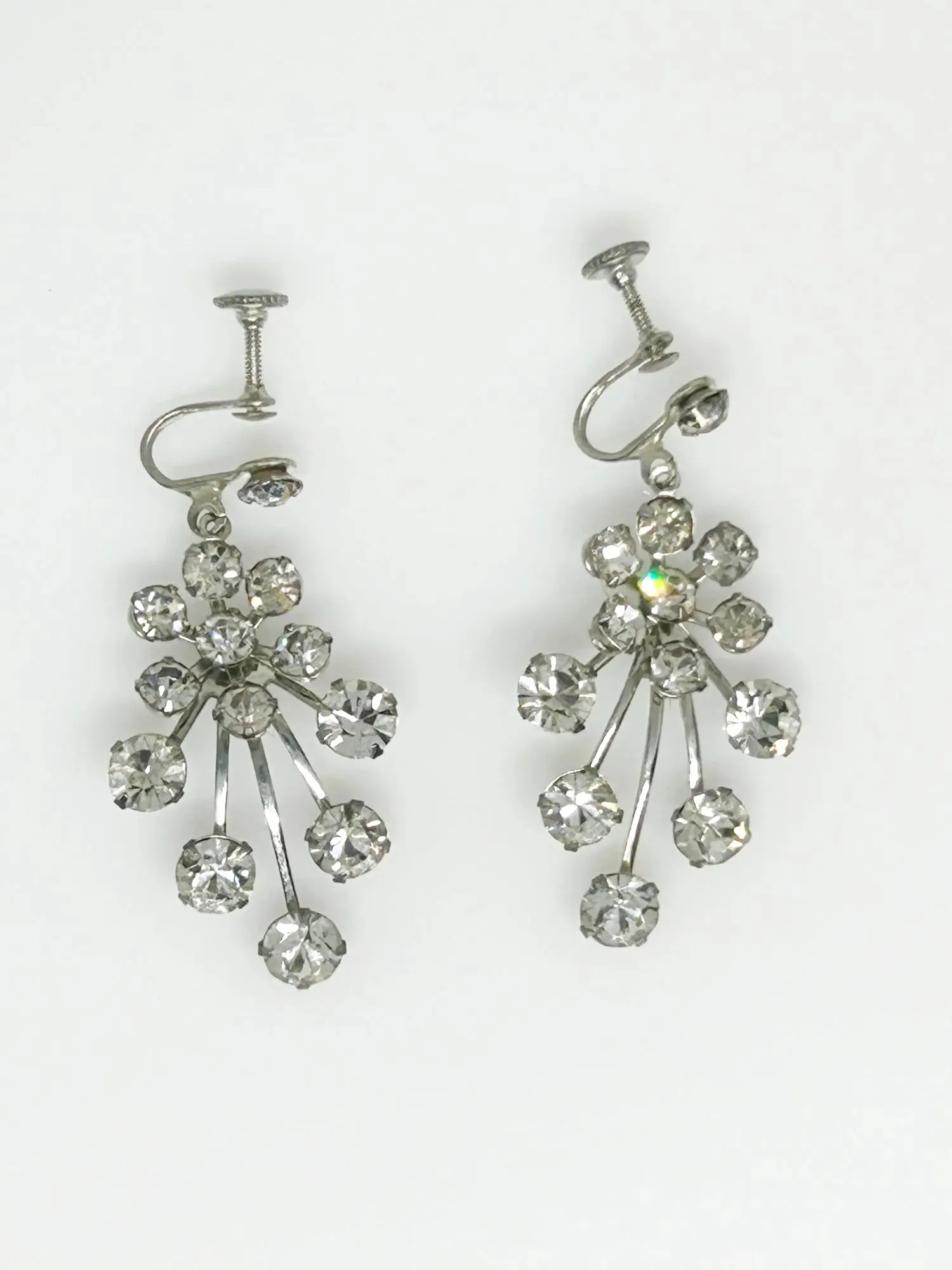 Vintage Fiery Bright Rhinestone Drop Earrings