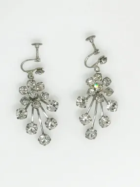 Vintage Fiery Bright Rhinestone Drop Earrings