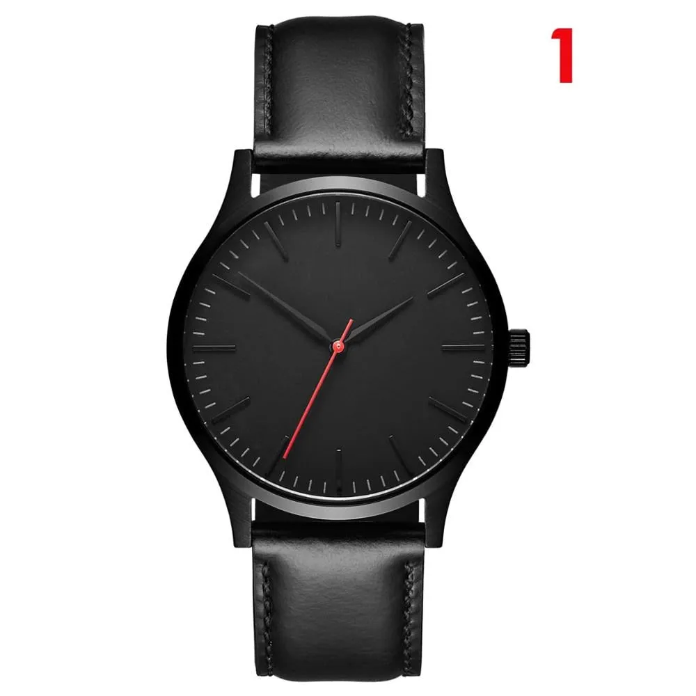 Watch Luxury 2019 Male Sport Quartz Wrist Watches Stainless Steel Case Leather Band Business Clock