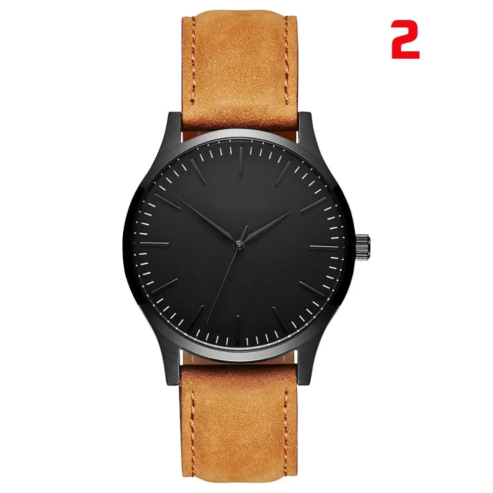 Watch Luxury 2019 Male Sport Quartz Wrist Watches Stainless Steel Case Leather Band Business Clock