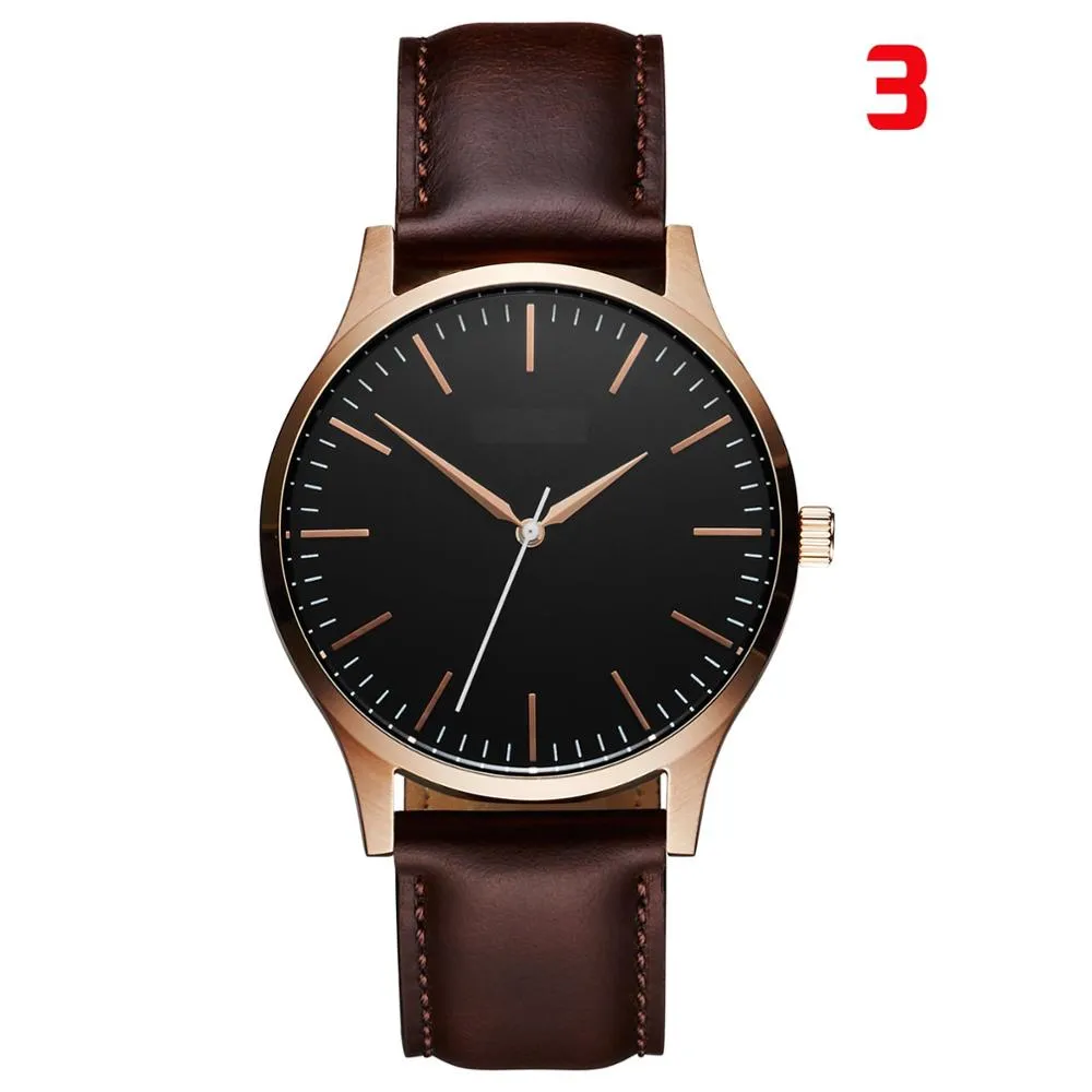 Watch Luxury 2019 Male Sport Quartz Wrist Watches Stainless Steel Case Leather Band Business Clock
