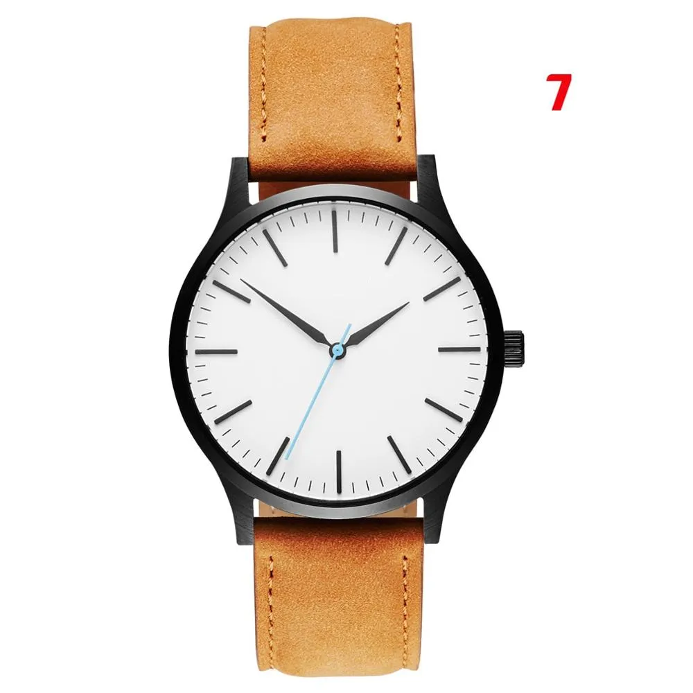 Watch Luxury 2019 Male Sport Quartz Wrist Watches Stainless Steel Case Leather Band Business Clock
