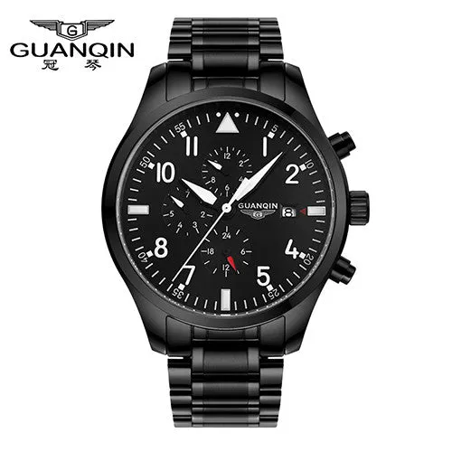 Watches Men GUANQIN Army Watches Full Steel Sport Military Men Wristwatch Black Automatic Mechanical Movement Luxury Brand