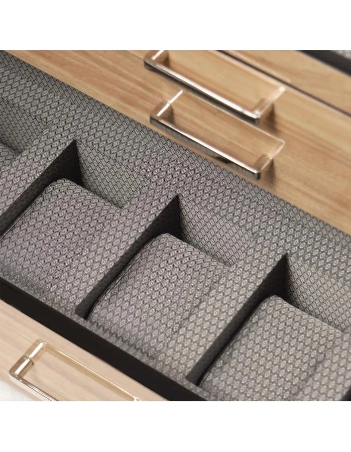 WOLF Meridian 5 Piece Watch Storage and Accessories Box - Blonde