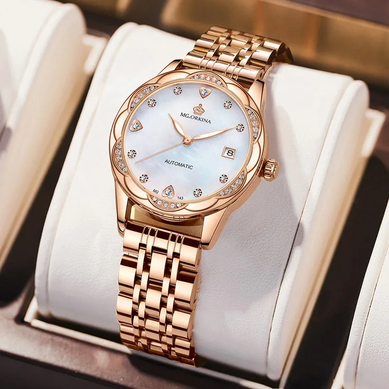 Women's Fashion Geneva Designer Diamond Mechanical WristWatch